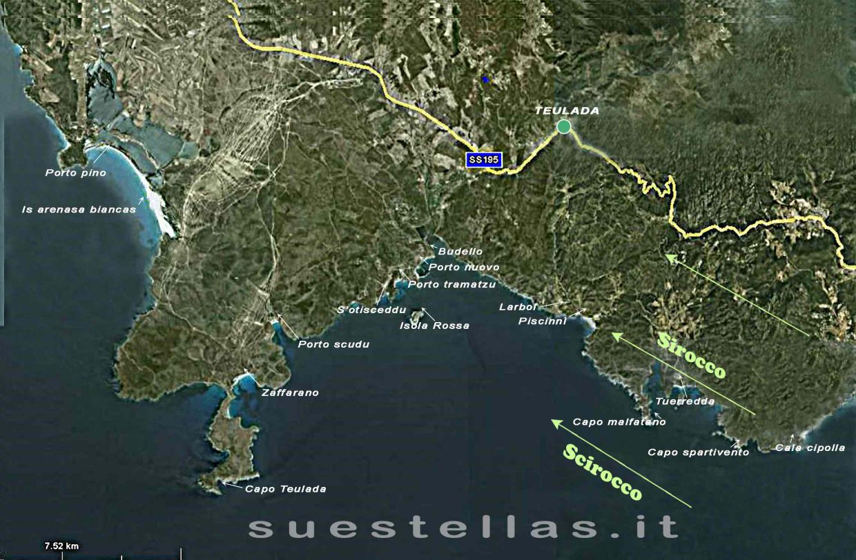 spiagge e calette riparate dallo scirocco nel golfo di Teulada - Sud Sardegna